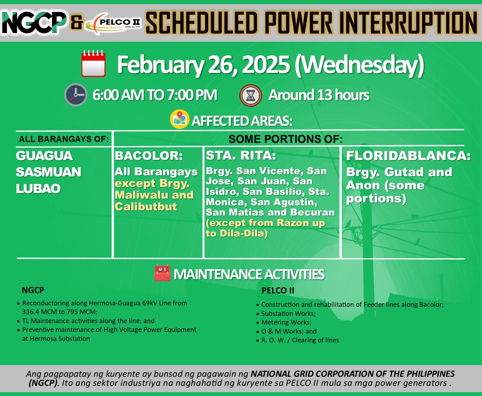 PELCO II - Pampanga II Electric Cooperative, Inc. | Guagua