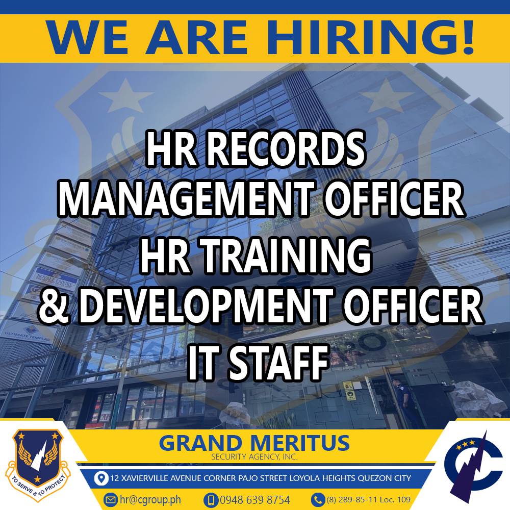 𝐔𝐑𝐆𝐄𝐍𝐓 𝐇𝐈𝐑𝐈𝐍𝐆 ... - Grand Meritus Security Agency, Inc. | Facebook