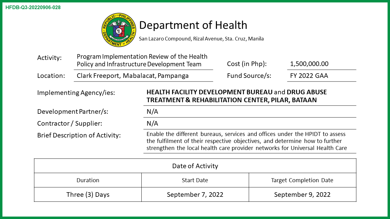 HFDB - For details, see: bit.ly/hfdb-gppa-028 For particulars or ...