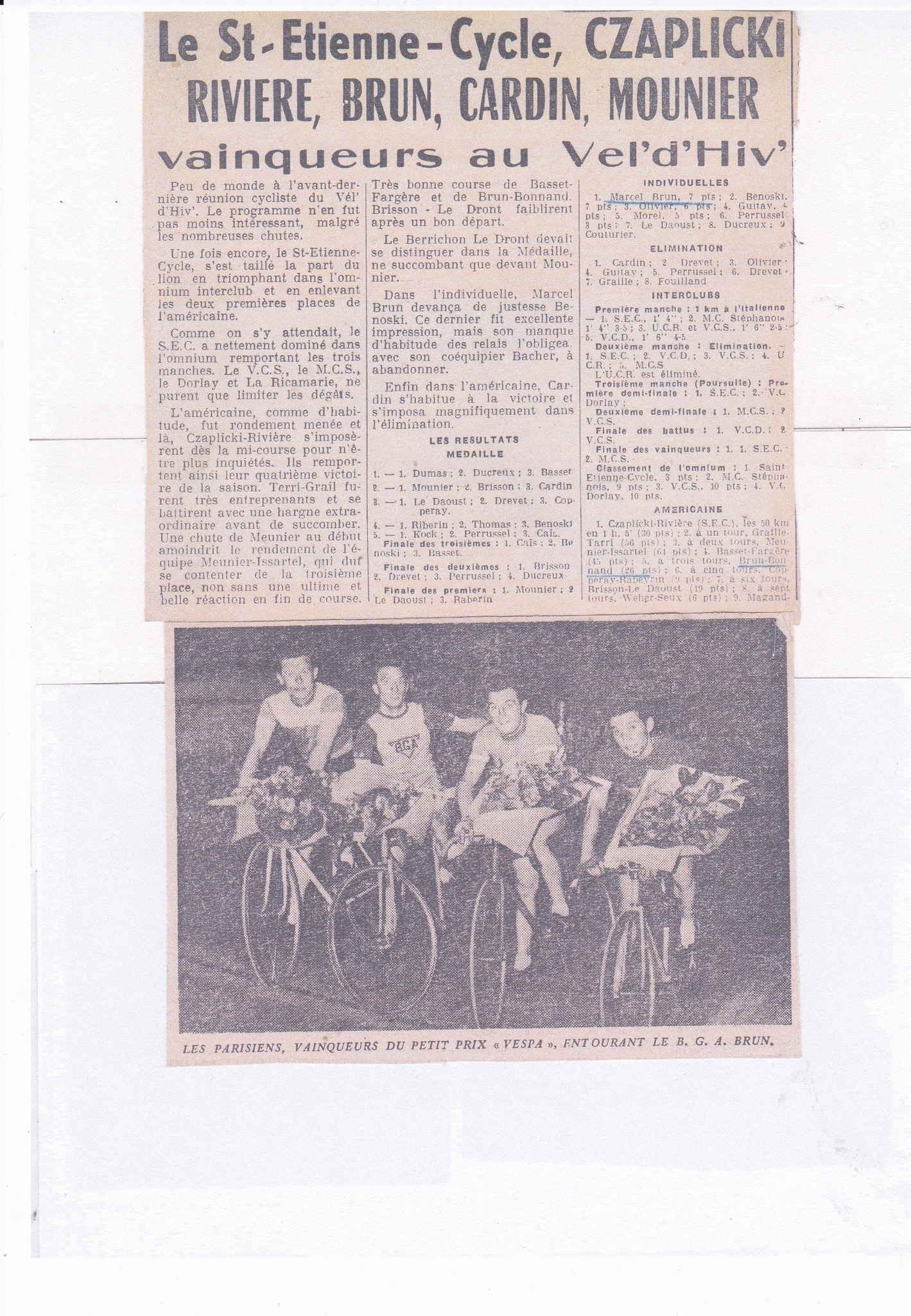 LE PRIX VESPA 1953 A ST ETIENNE