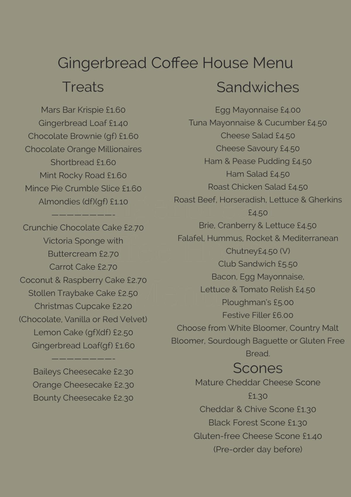 Menu for Friday 23rd December….. - Gingerbread Coffee House