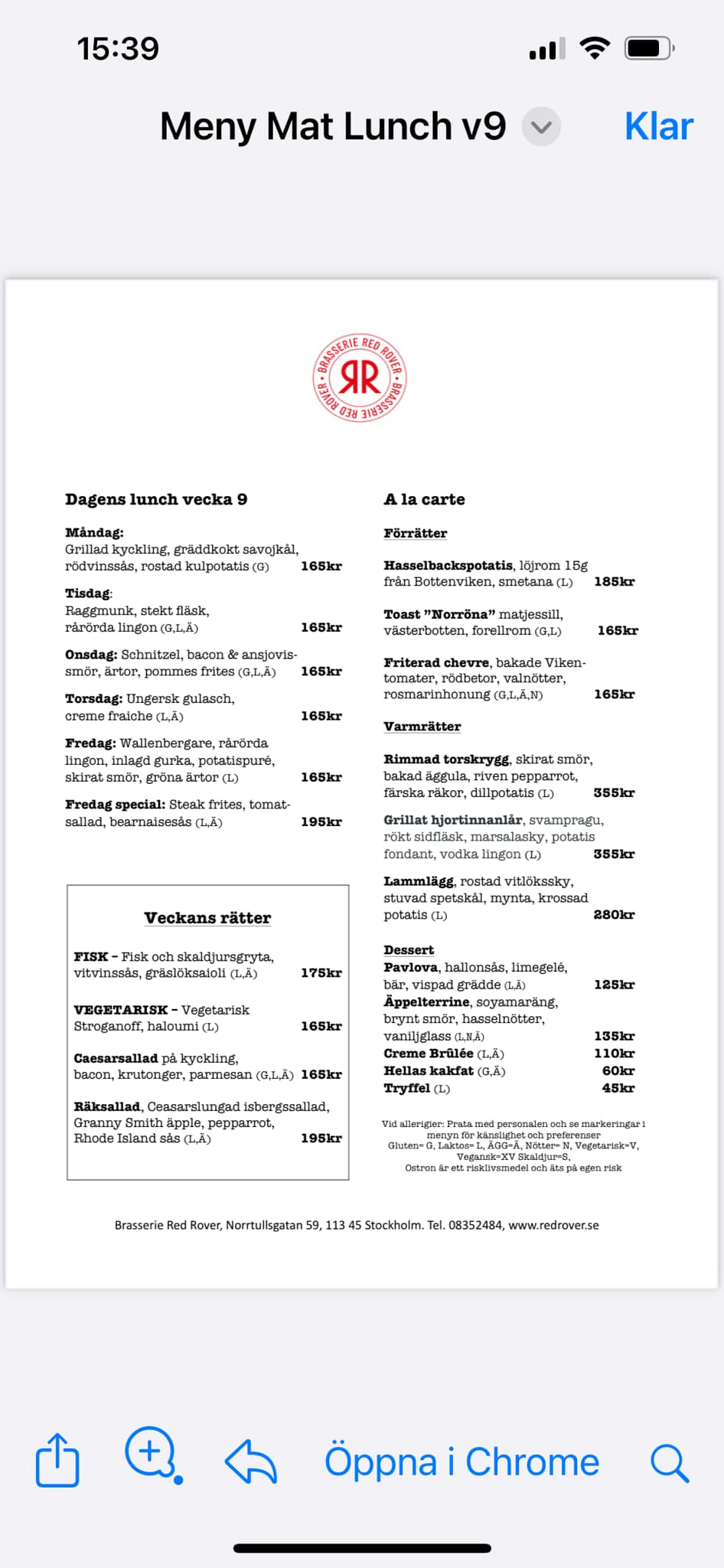 Brasserie Red Rover | Stockholm