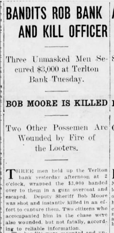 Mannford - ON THIS DAY - In 1915, the Terlton Bank was robbed by three ...