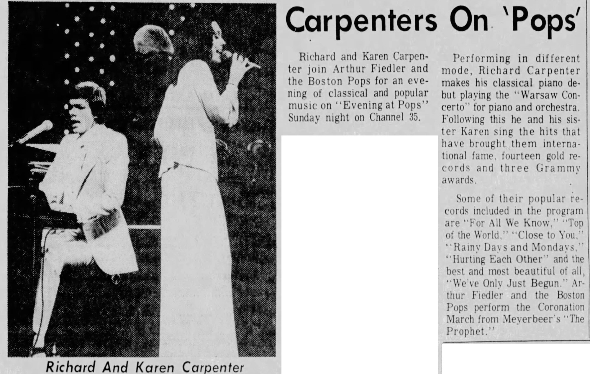 Is there a complete video version of the Carpenters' 1974 Live At