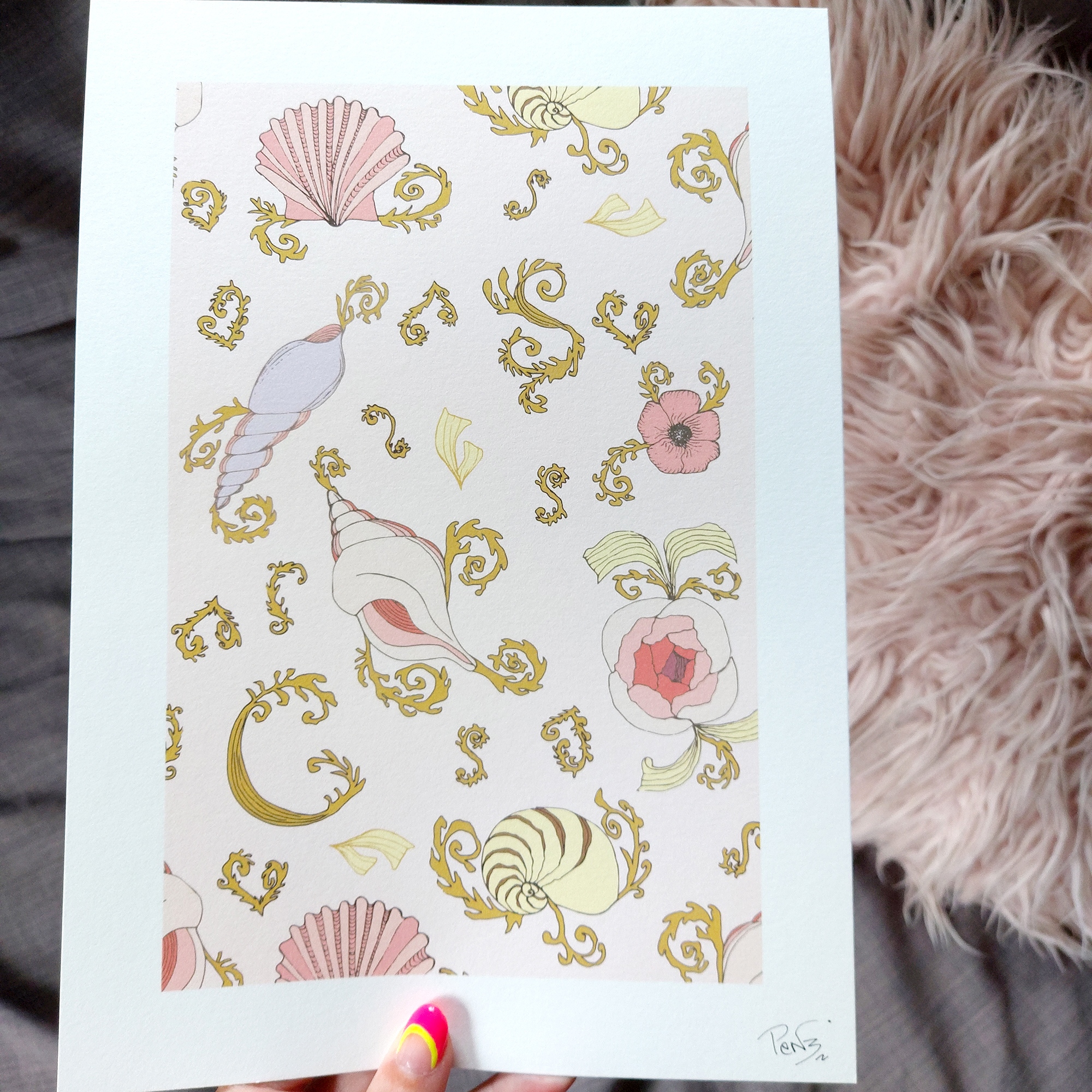 🐚 Rococo Sea Shells Art Print 🐚 🐚... - Penny Royal Design