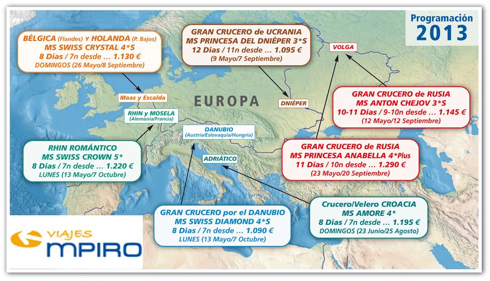 Viajes Mpiro - Mapa de la programación de cruceros fluviales 2013 ...