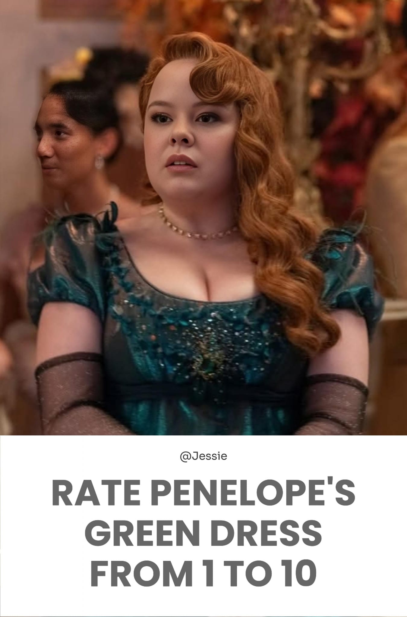 penelope green dress Penelope's scene in Bridgerton penelope featherington green dress