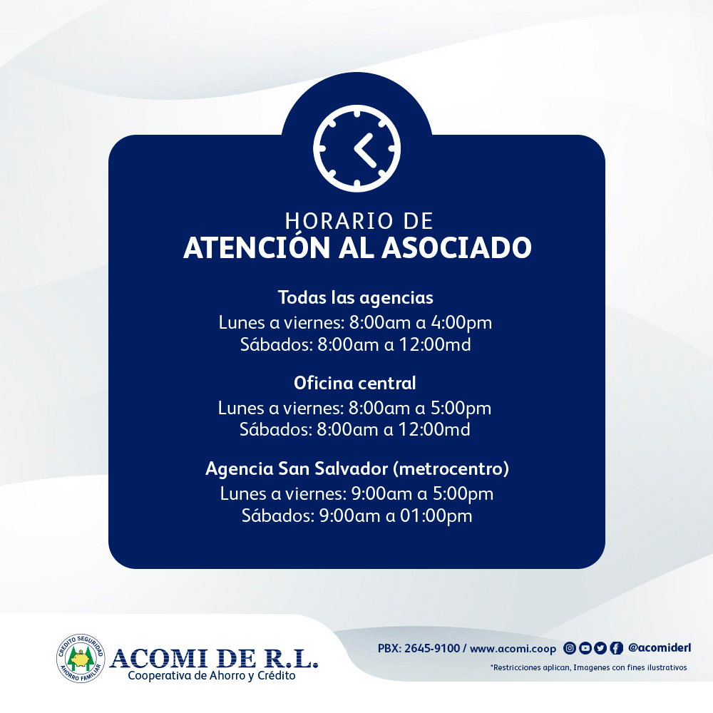 ACOMI de R.L. - Te recordamos nuestros horarios de atención al asociado ...