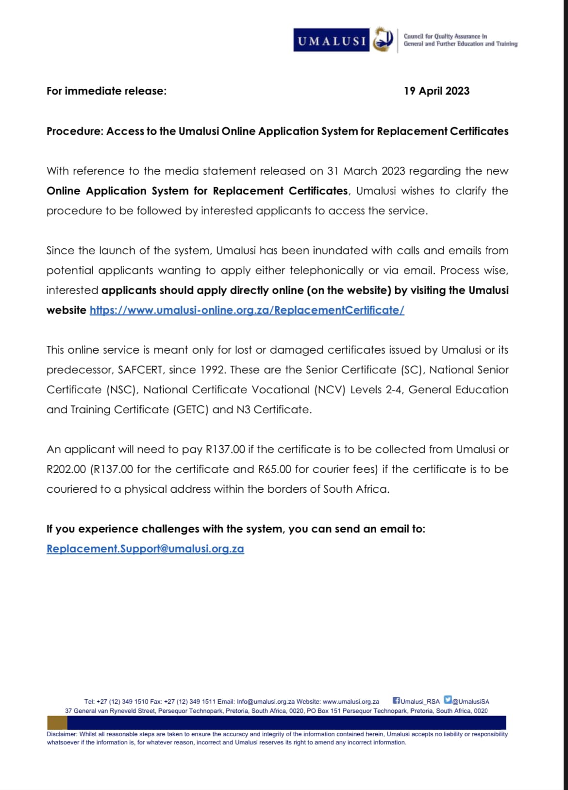 Fasset - Is your matric certificate lost or damaged? You can apply ...