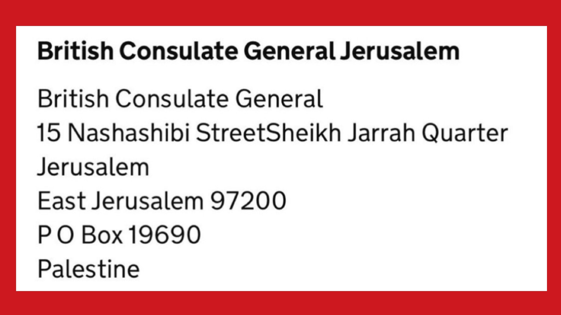 Stand - The UK has changed its Jerusalem consulate address to say ...