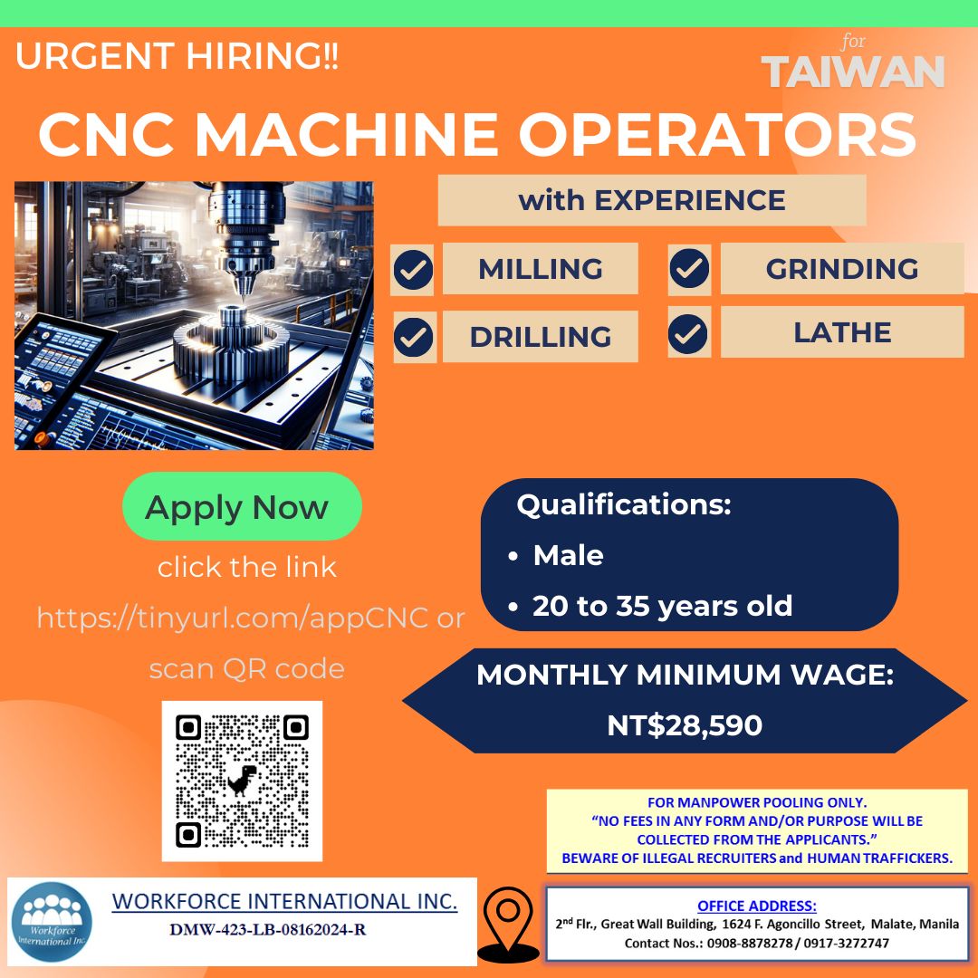 URGENT HIRING ‼️ CNC MACHINE OPERATOR * MILLING, DRILLING, GRINDING ...