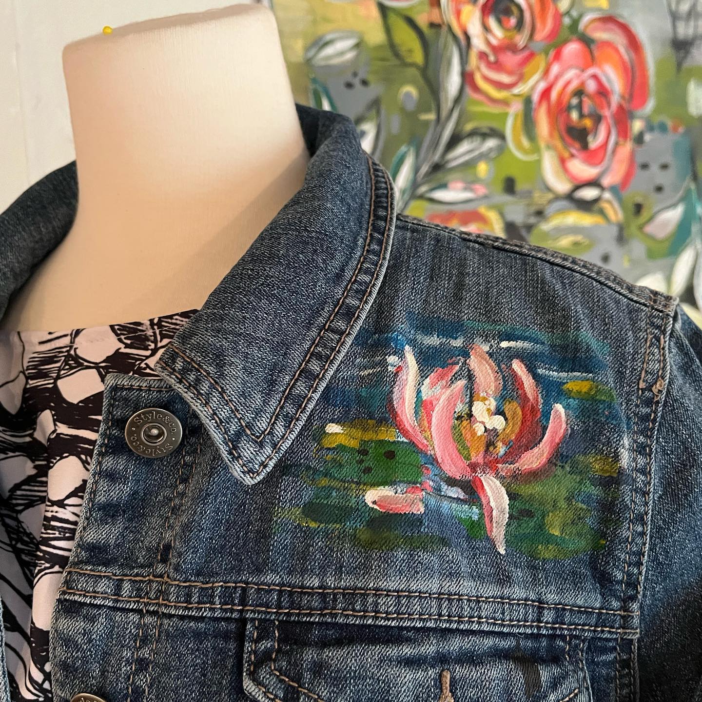 Custom hand-painted Ghost Rider denim jacket