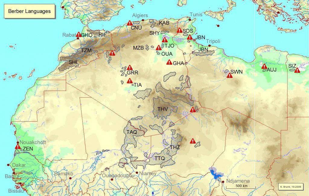 Maghreb - * Map of Berber languages and dialects in danger of ...