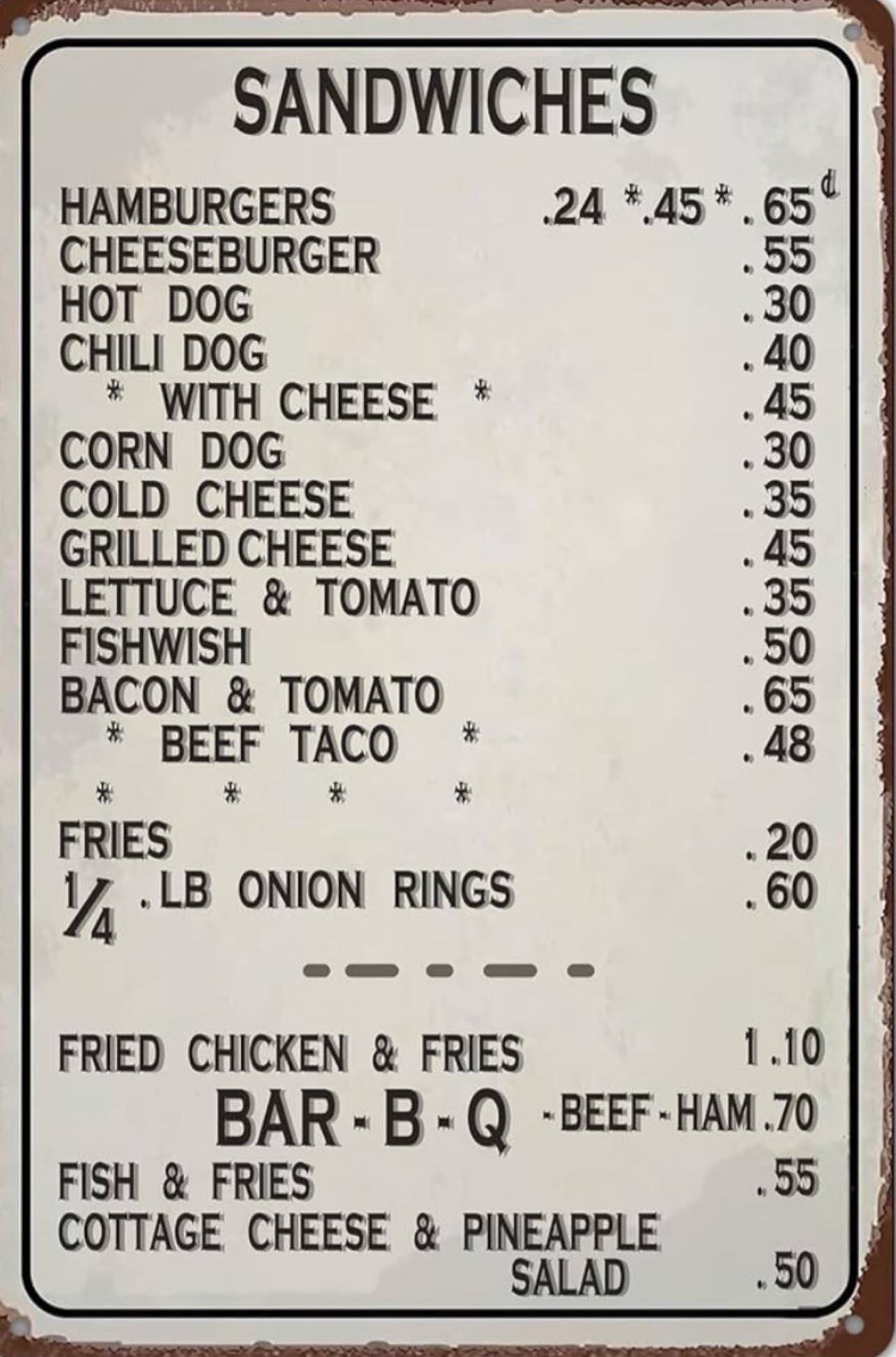 Late 50's vintage restaurant menu. Prices are in the comments.