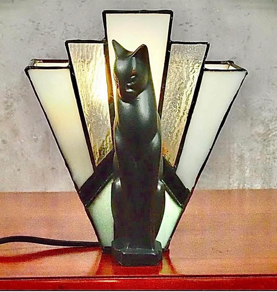 ＊Katze＊ France antique照明セット Art Deco cat lamp 1920 French designer.