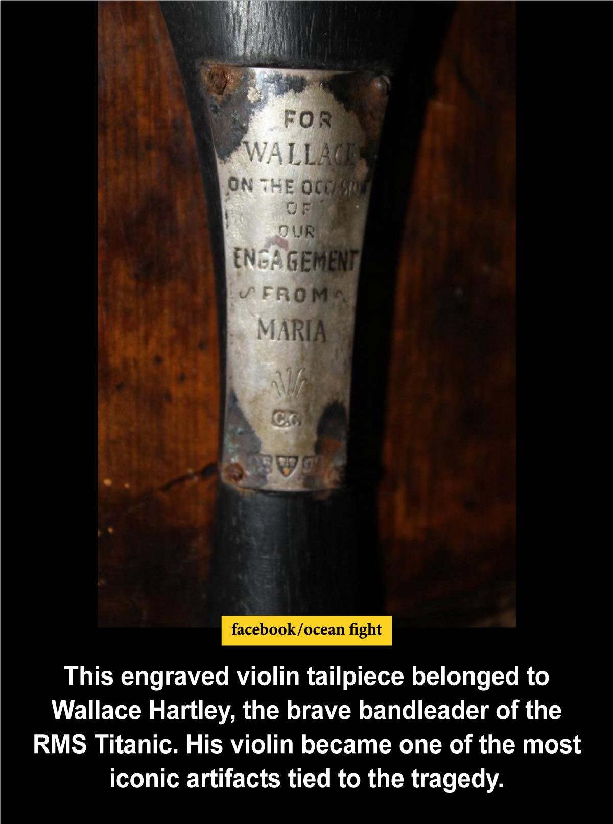 Ocean - This engraved violin tailpiece belonged to Wallace Henry ...