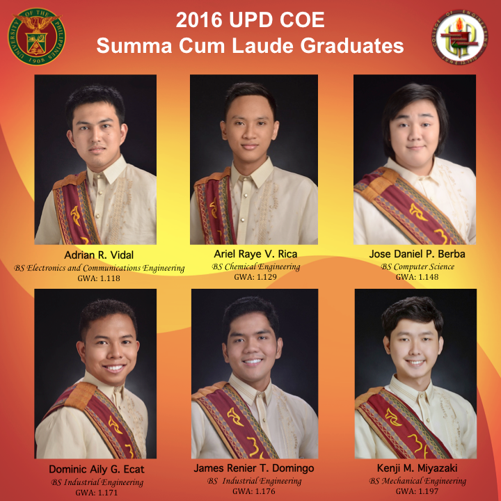 UPD College of Engineering - Meet this year's summa cum laude graduates ...