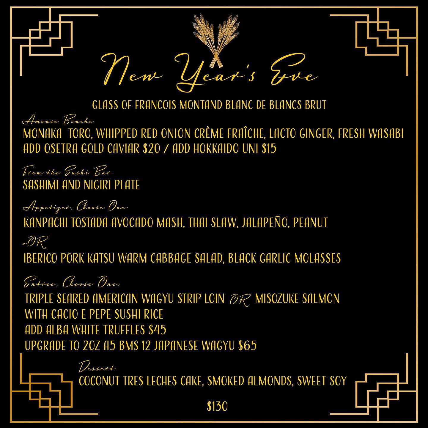 Noble Rice - New Years Eve reservations are now available.... | Facebook
