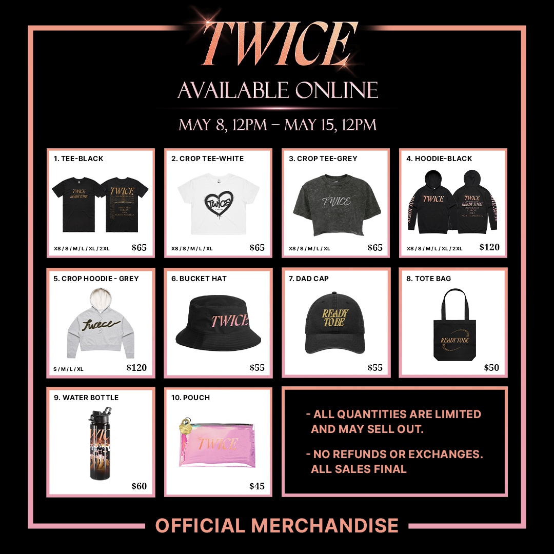 Twice Ready to Be tour merch available online in Australia
