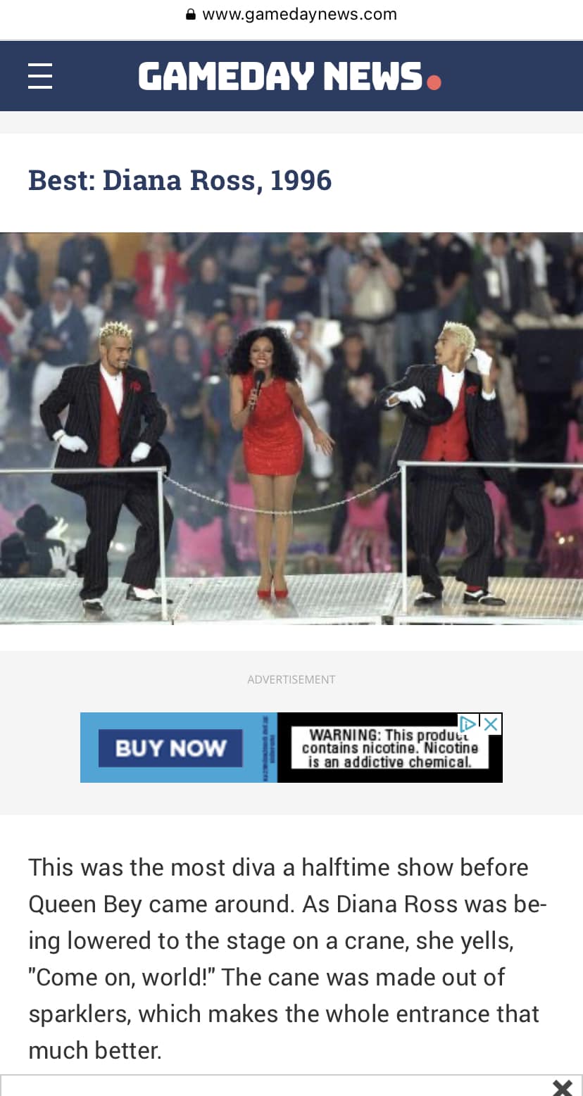 Diana Ross for Super Bowl Halftime Show (1996)