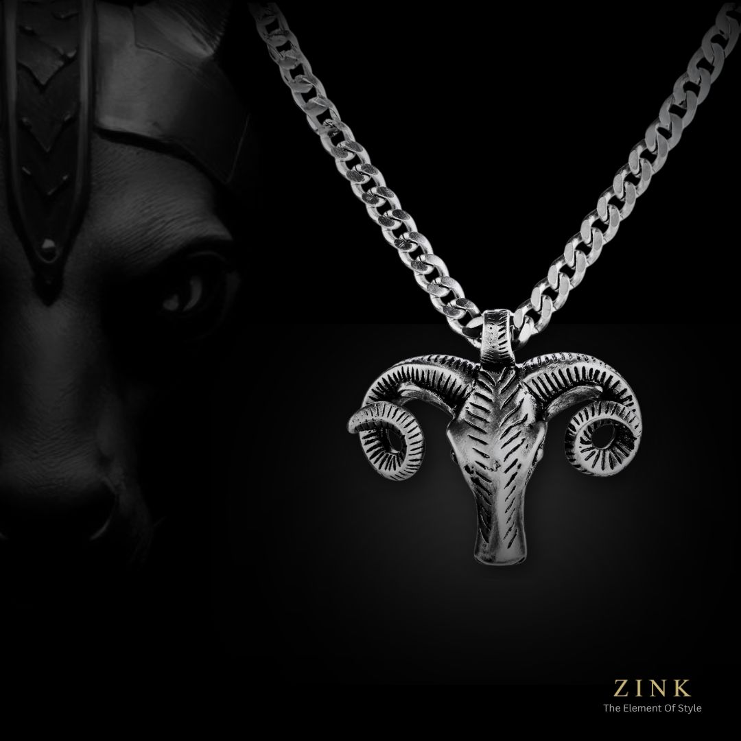 ZINK - 🐏 This heavy, brushed silver-toned chain features a jaw-dropping ...