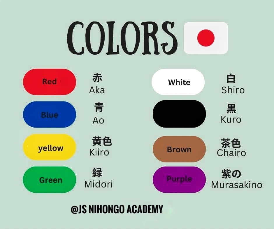 JS Nihongo Academy - Colors in japanese 🌈🇯🇵 #JLPT #kanji #nihongo # ...