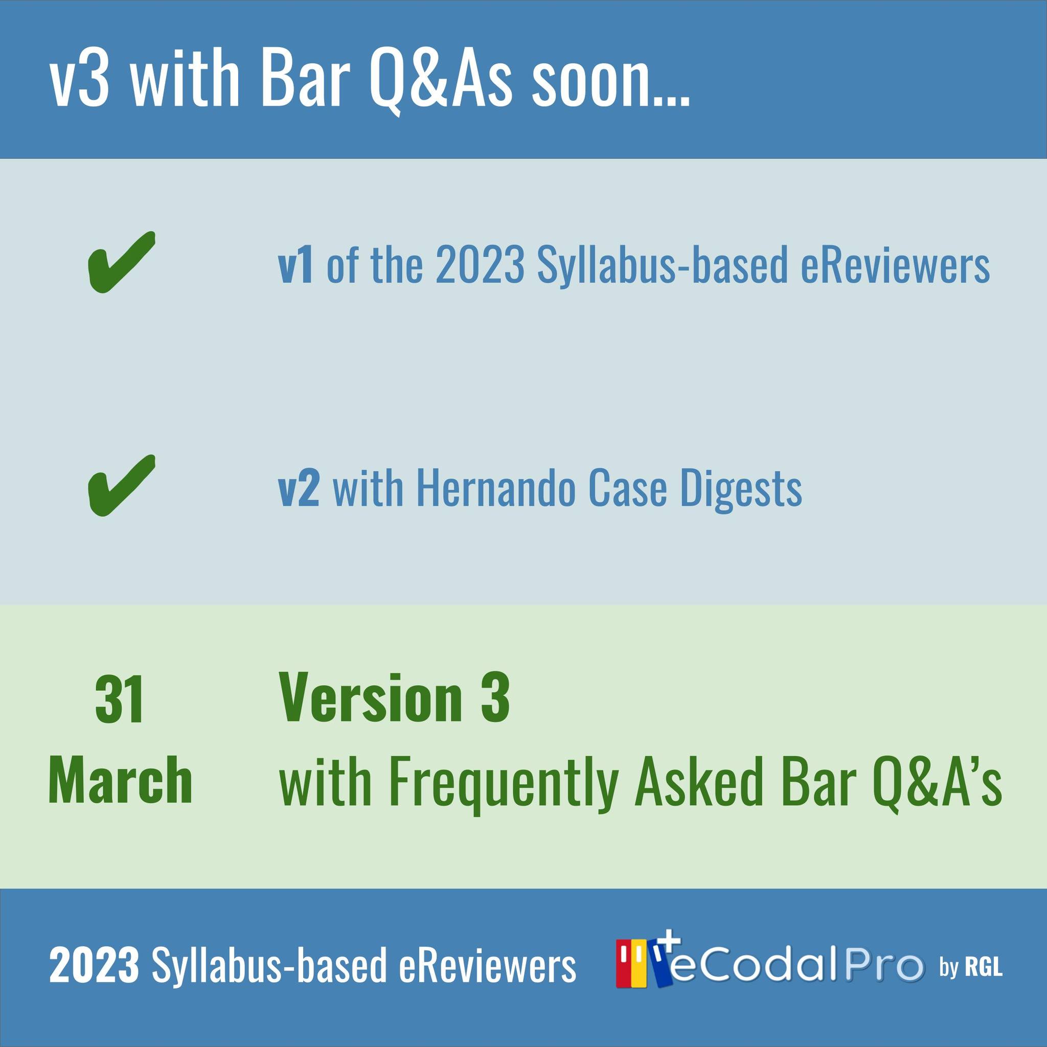 eCodal+ - v3 of the 2023 Syllabus-based eReviewers will... | Facebook
