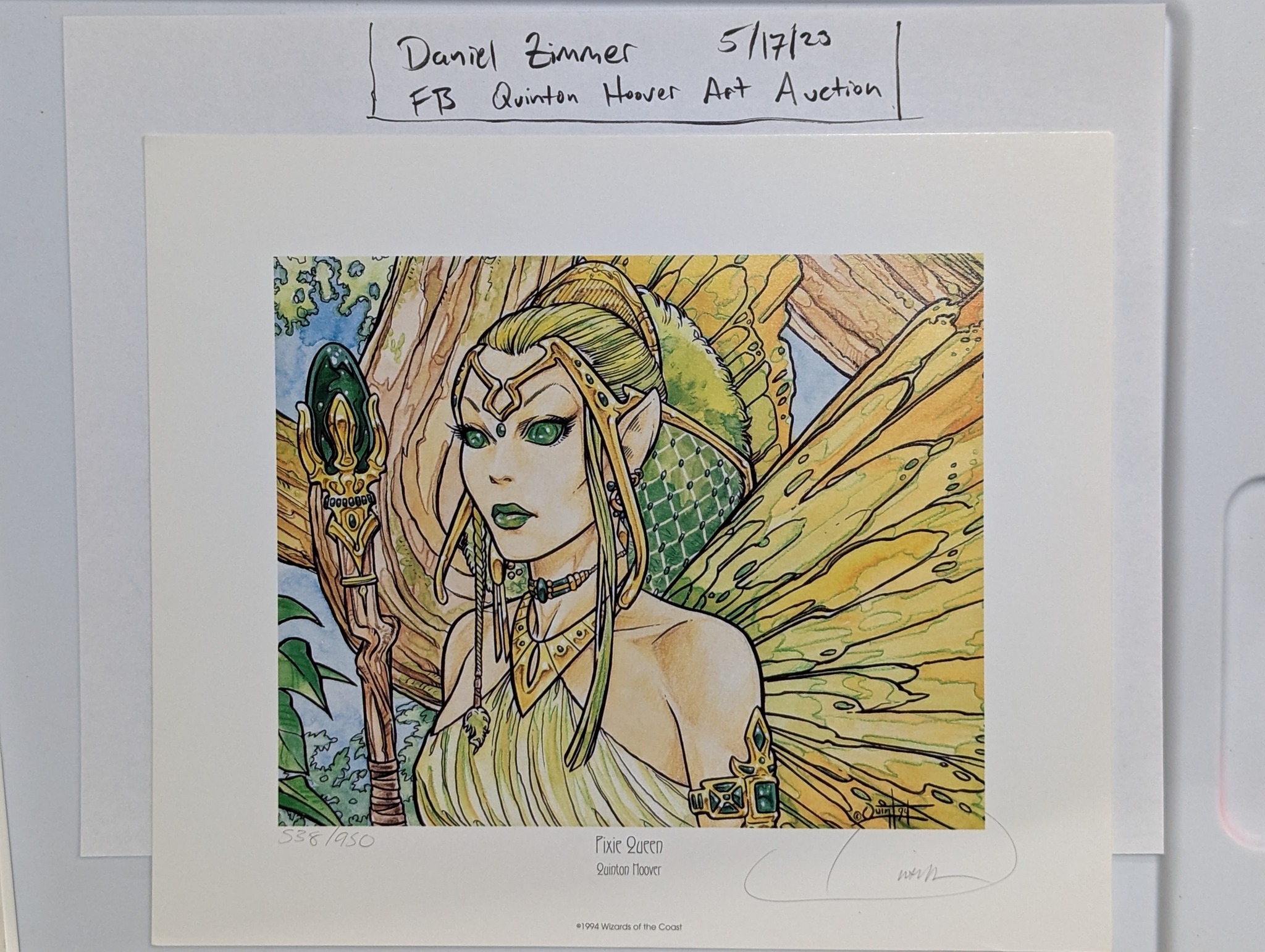 Quinton Hoover's signed Pixie Queen artwork