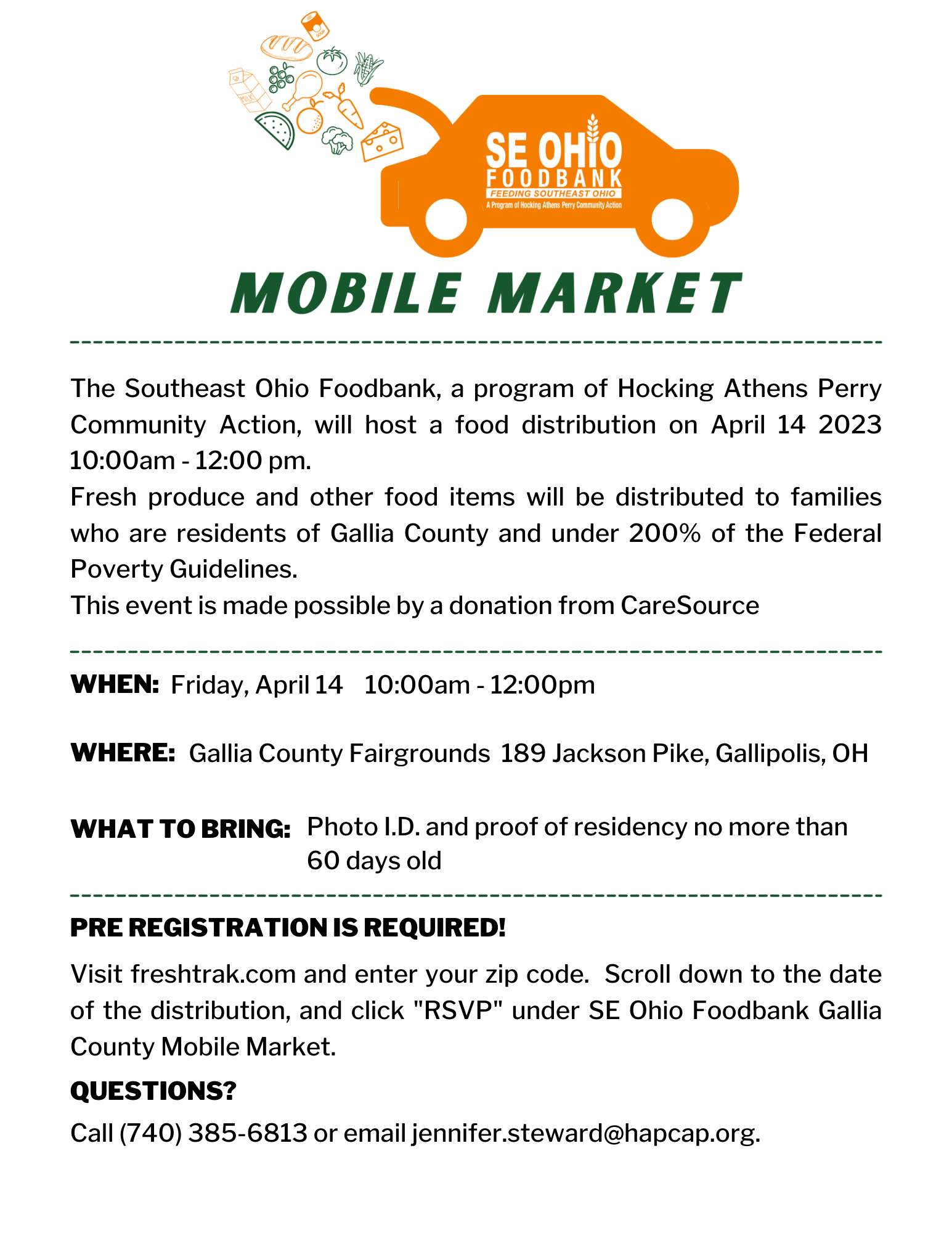 Go to Freshtrak.com to register to... - God's Hands At Work