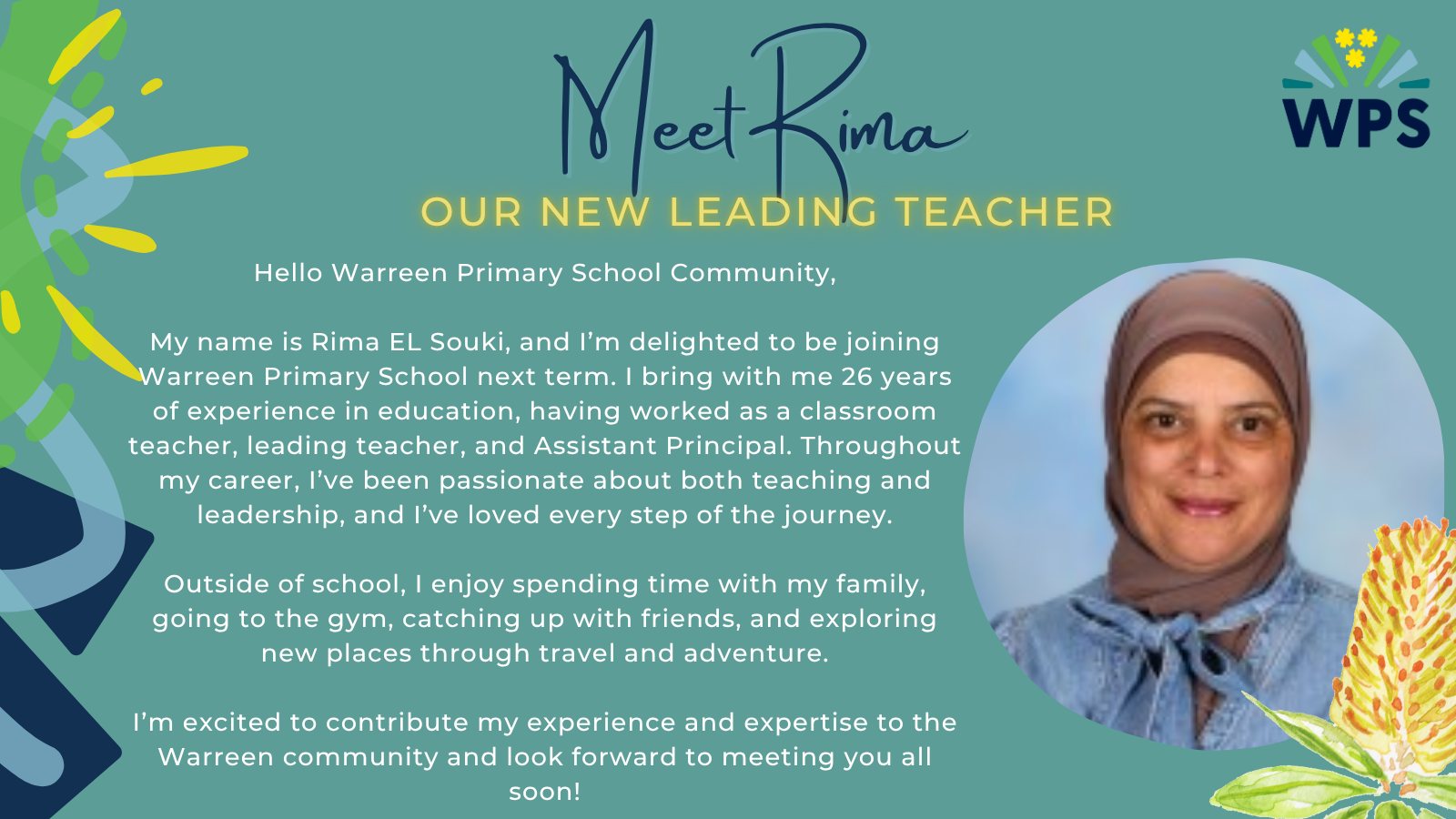 Warreen - We’re thrilled to welcome Rima to our school as a Leading ...
