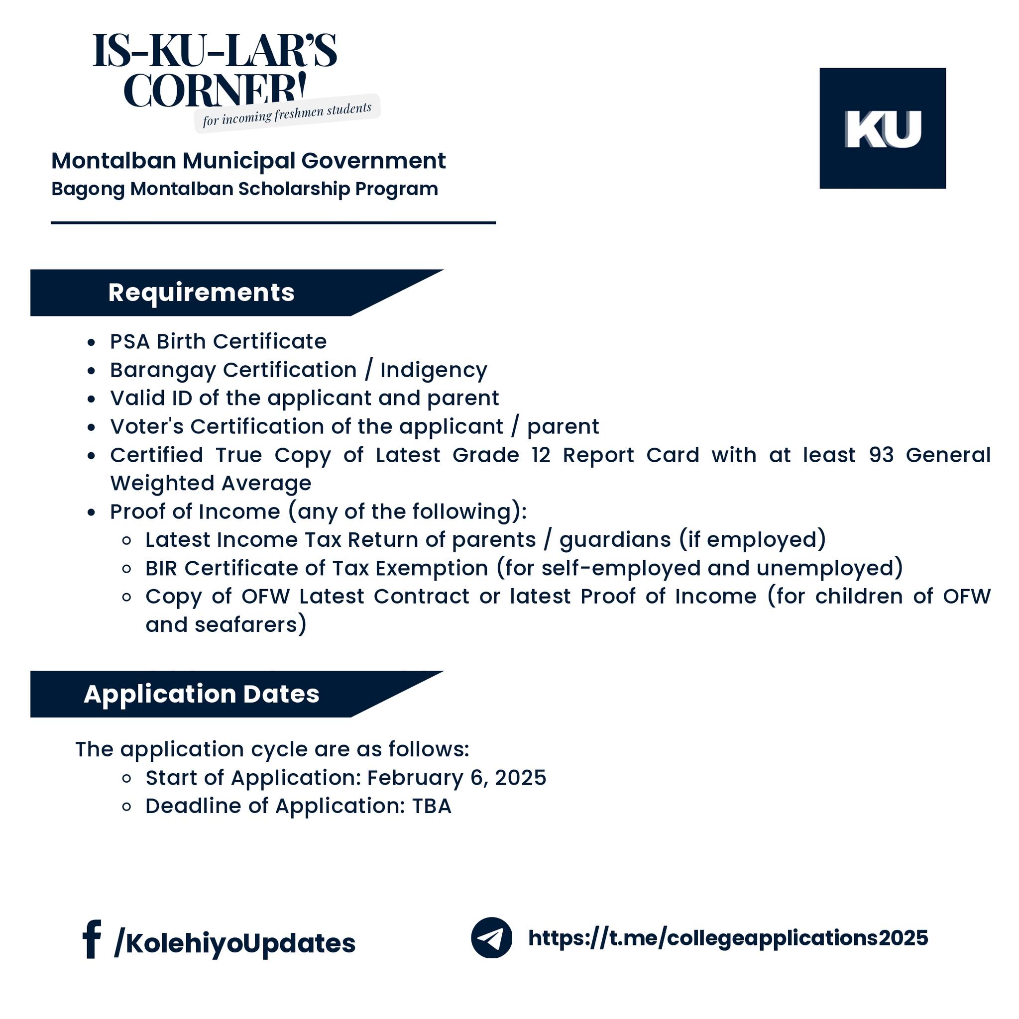Kolehiyo - 📃 | Montalban Municipal Government is NOW ACCEPTING online ...