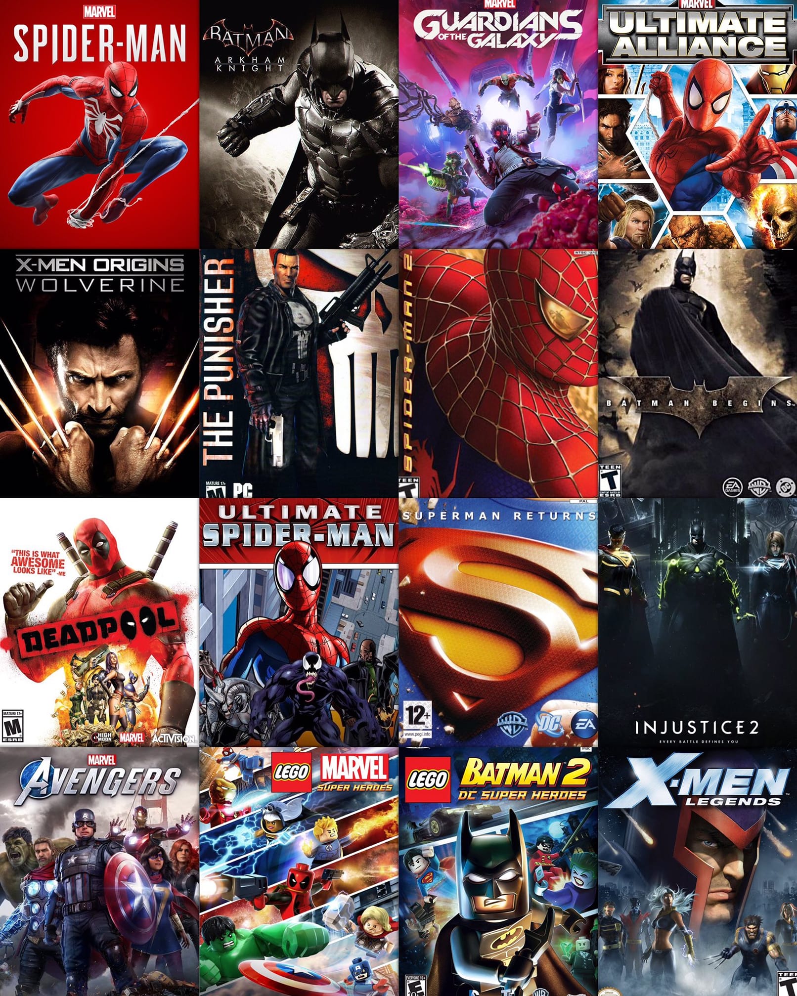 🎮 16 comic book video games but you can only pick one from each row.