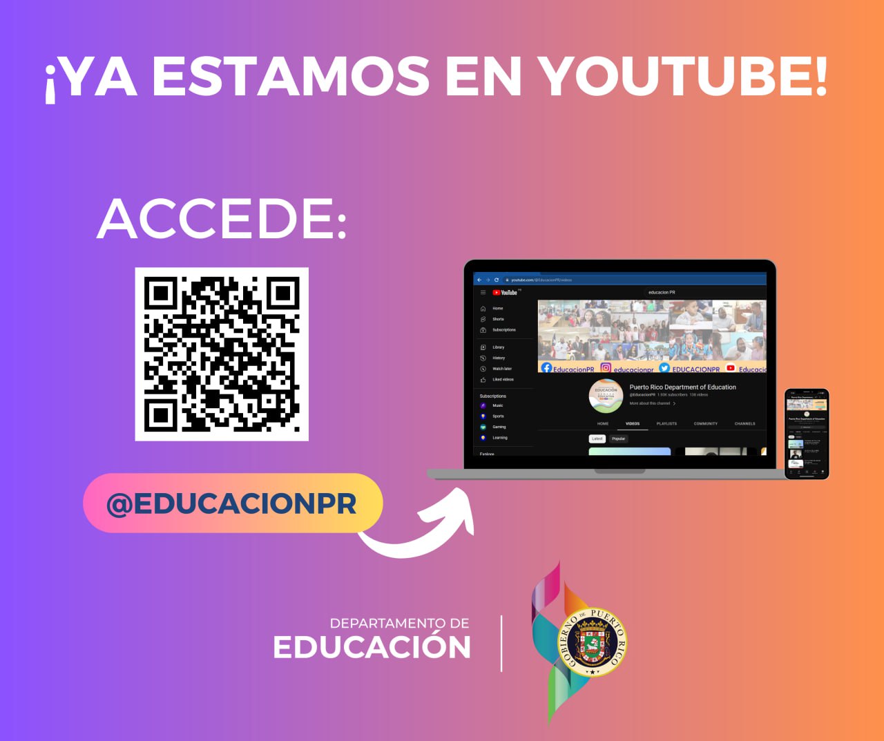 Búscanos en YouTube y accede a... - Departamento de Educación