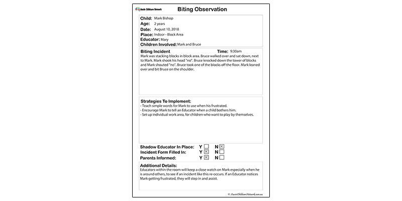 Aussie - Biting Observation Template The Biting Observation template ...