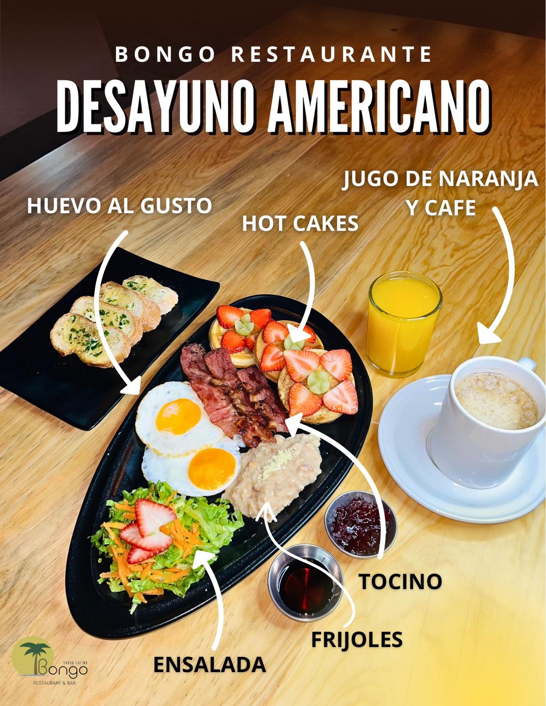 Bongo - • Por solo $135 un #Desayuno #Americano en bongo restaurante te ...