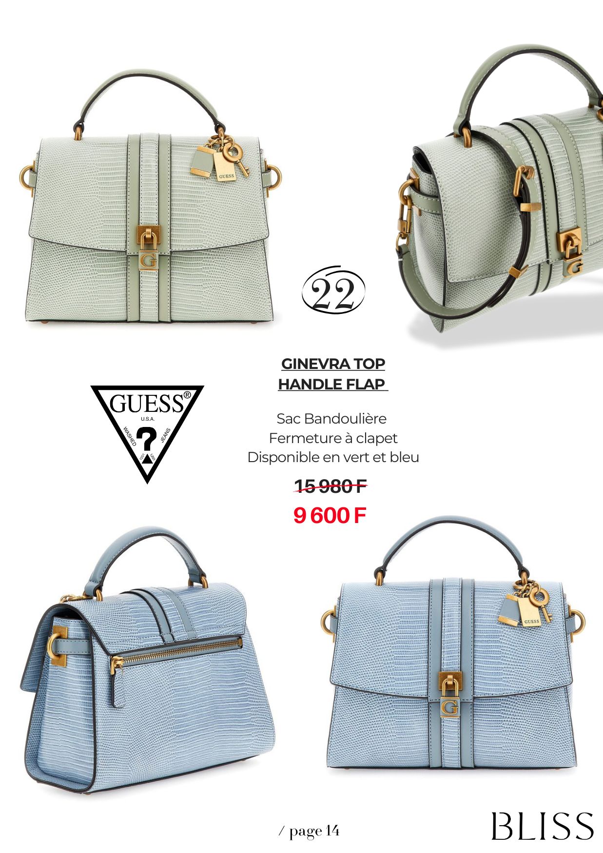 Sac à Main GUESS Sheer Bliss - Bandoulière Bleu Daim, Avec Charme Coeur, Neuf étiqueté