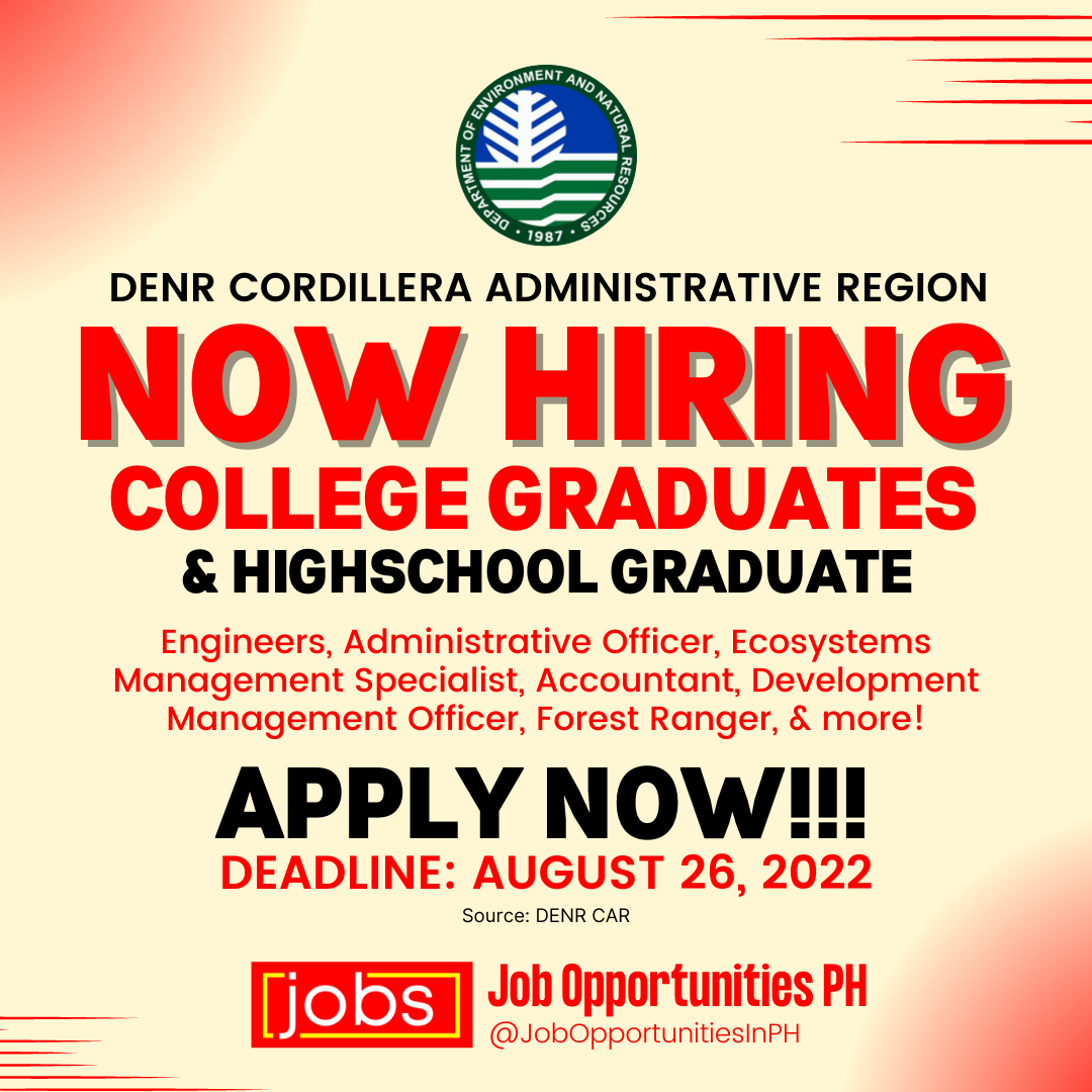 Job Opportunities PH - 𝗗𝗘𝗡𝗥 𝗖𝗔𝗥 𝗛𝗶𝗿𝗶𝗻𝗴: 𝗝𝗼𝗯 𝗢𝗽𝗲𝗻𝗶𝗻𝗴𝘀 𝘂𝗻𝘁𝗶𝗹 𝗔𝘂𝗴𝘂𝘀𝘁 𝟮𝟮 ...