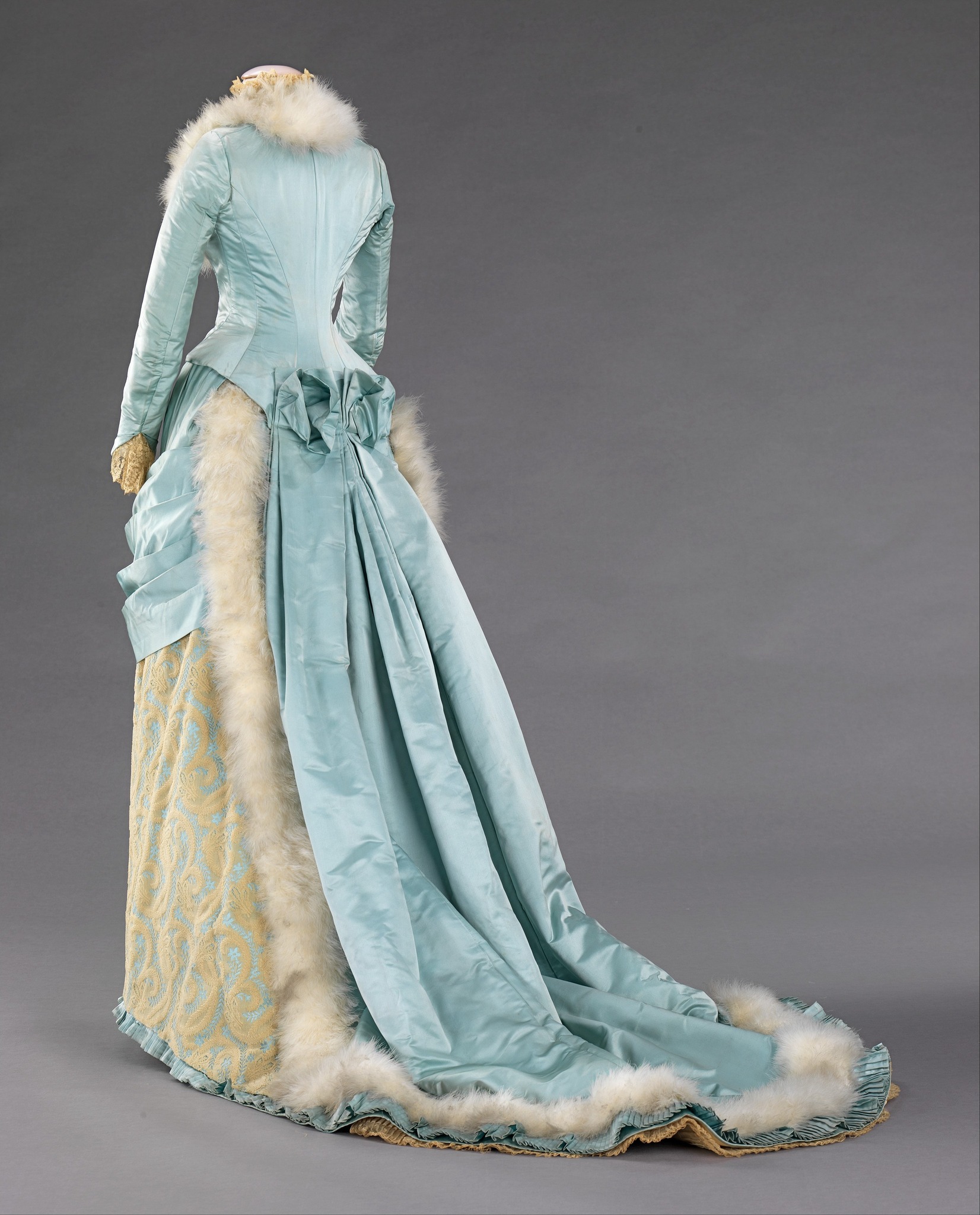 ice blue winter dress Victorian fashion in 1885 ice-blue silk evening boohoo Women's Cotton Poplin filter-category: Modest Bed Size:Queen Double layer linen chiffon