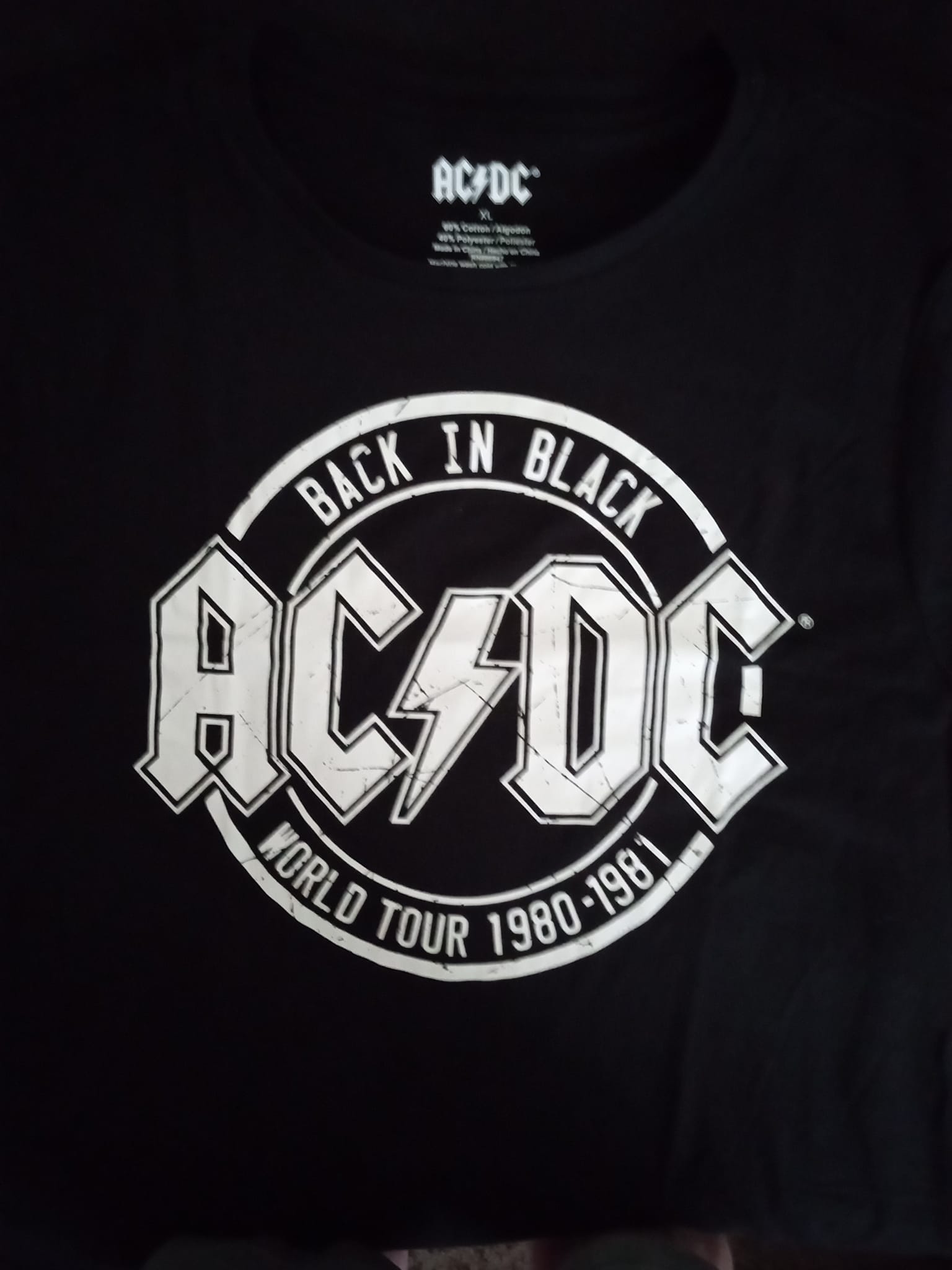 Ac/dc back in black world tour tshirt xl adult