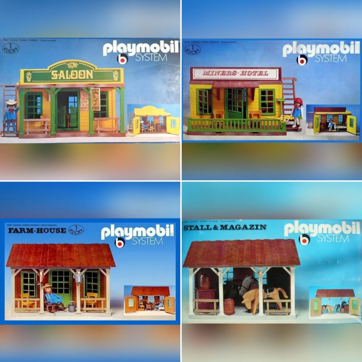 Lot De Pièces Playmobil Vintage Western - Plaques De Sol, Toits, Pour Maisons, Saloon, Ranch...