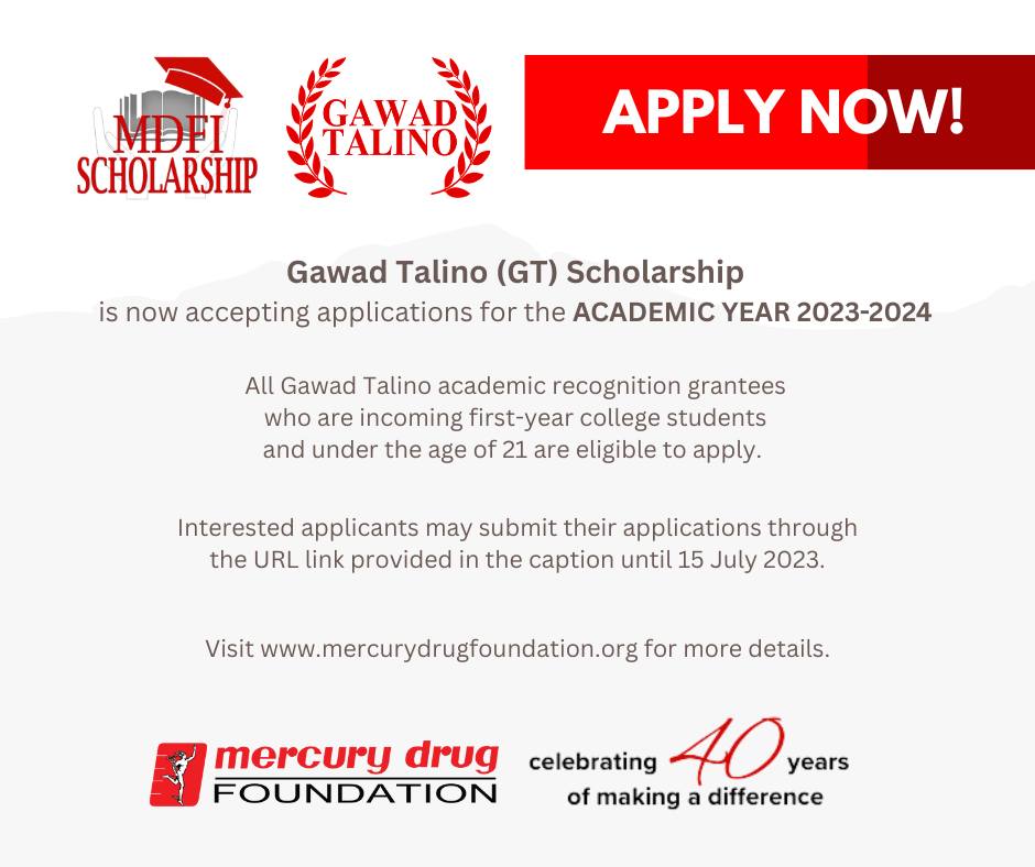 Mercury - OPEN FOR APPLICATION. The Gawad Talino (GT) scholarship is ...
