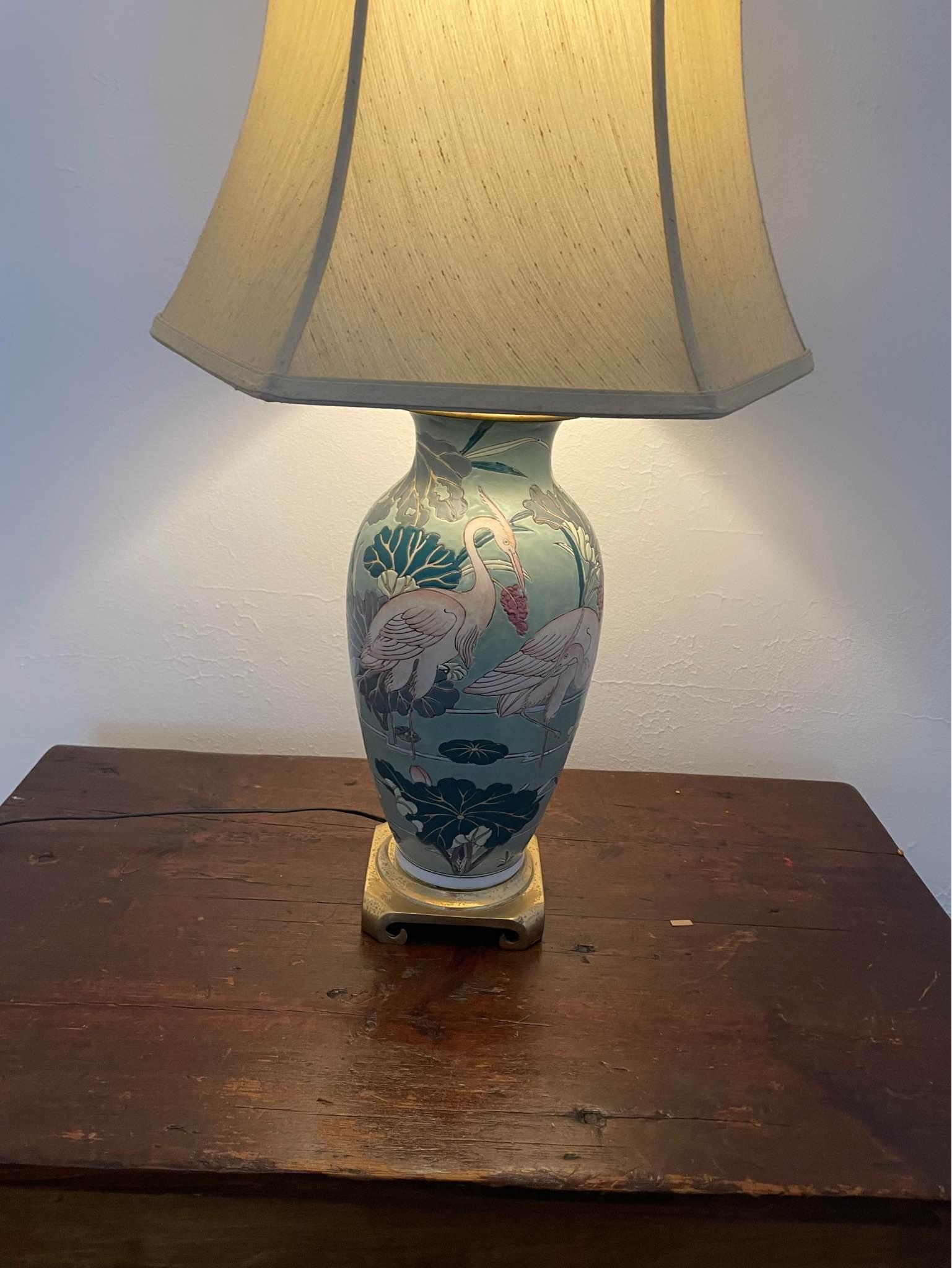 Antique Large Enamel And Brass Lamp Table Lamps Carney, Maryland