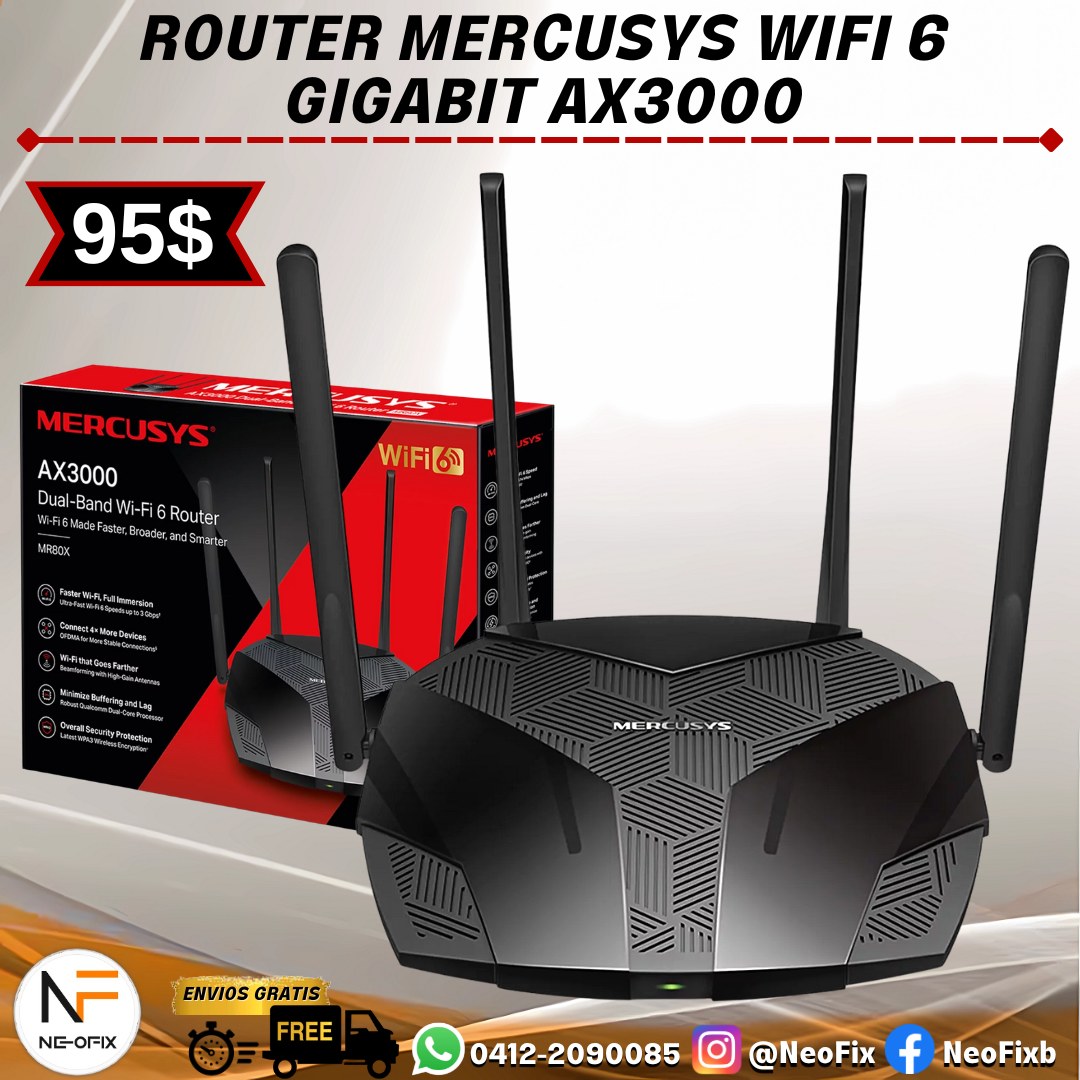 Neo Fix - 🔥 Router Wi-Fi 6 de Doble Banda Gigabit AX3000 🔥... | Facebook
