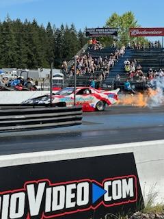 Pacific - Derek Snelson's Warhawk Jet Funny Car flames the starting ...