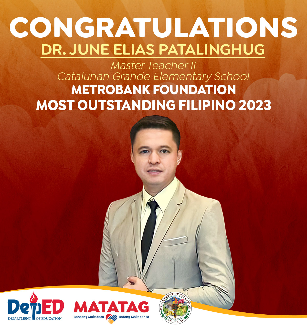 DEPED - The DepEd Region XI family is proud of you, Sir Jev! May this ...