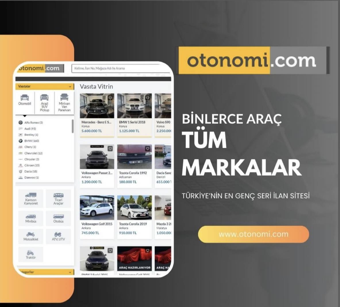 İnternet ortamında araç ilanları İlan yüklemek için İlan aramak için w