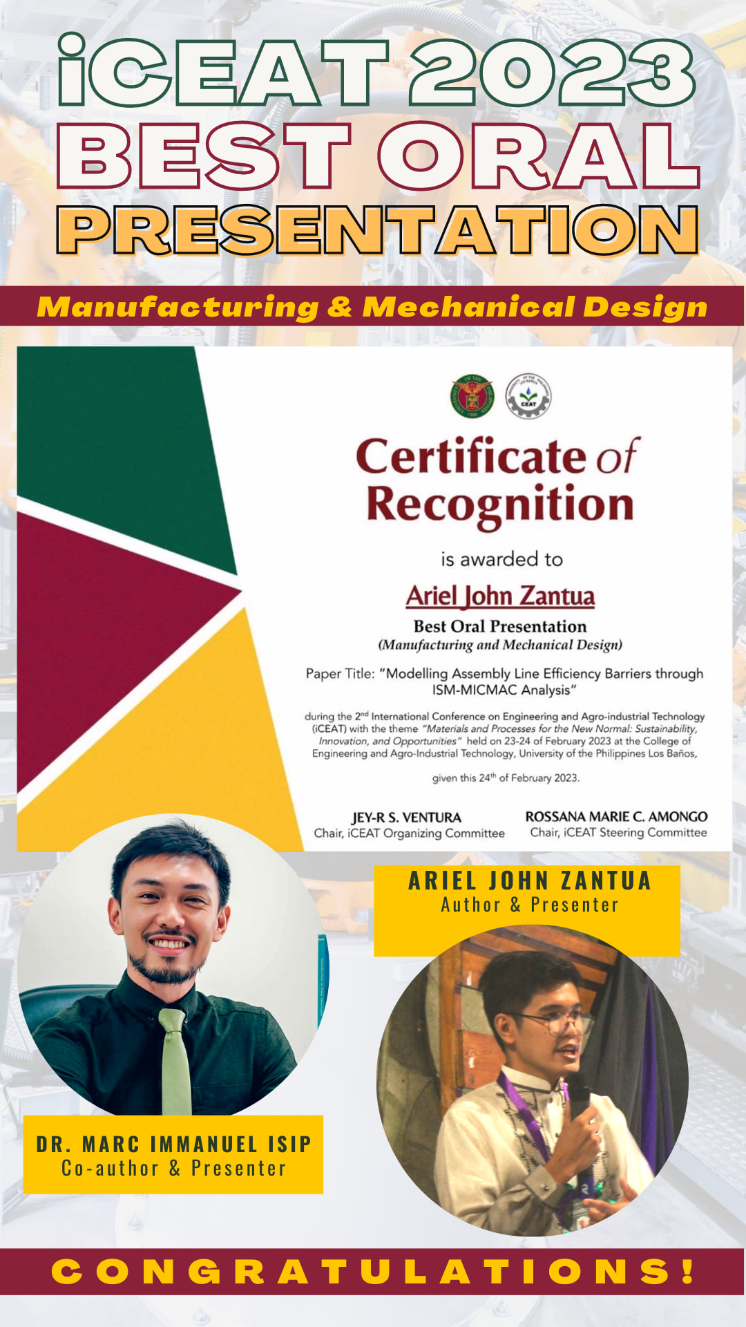 UPLB - The department proudly congratulates Mr. Ariel John Zantua, UPLB ...