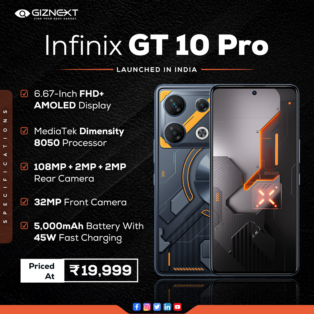 Giznextindia - Infinix GT10 Pro has been launched in India at a ...