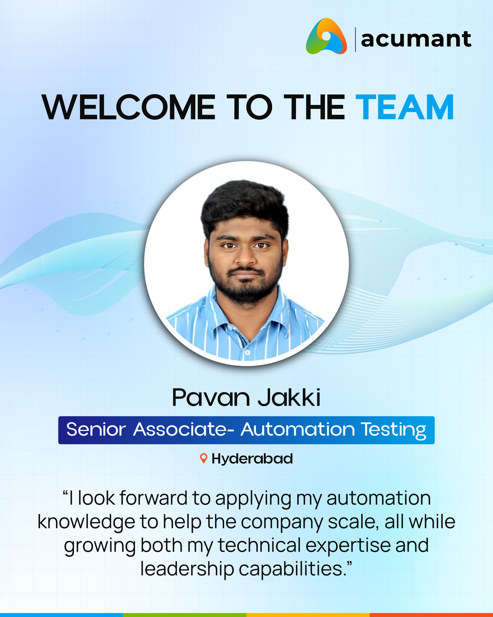 Acumant - Join us in welcoming Pavan Venkata Sai reddy Jakki Reddy to ...