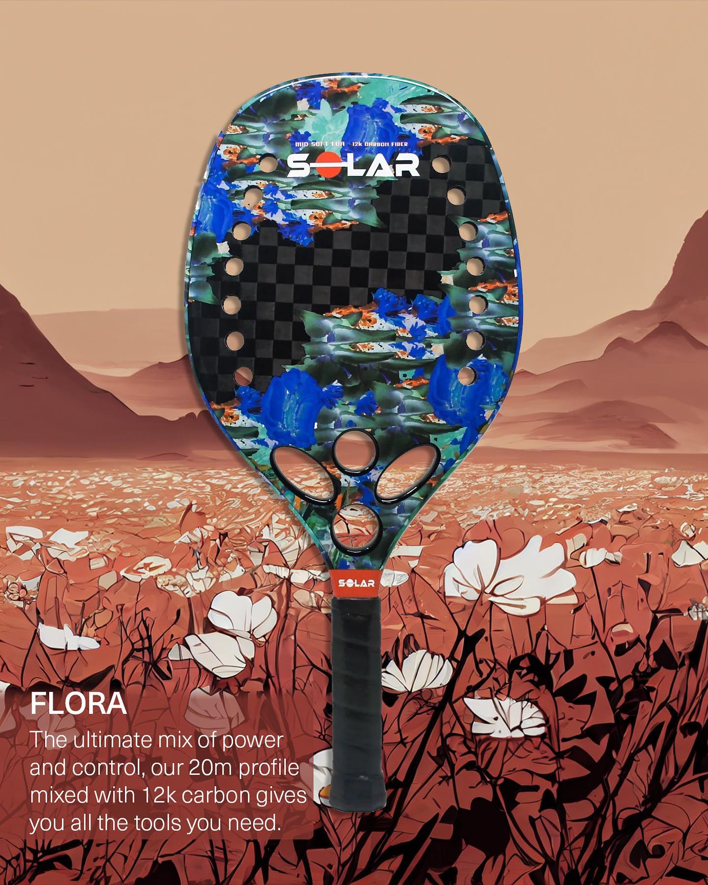Solar - FLORA - 335-345g - Grit or Glossy Finish - 12k carbon face with ...